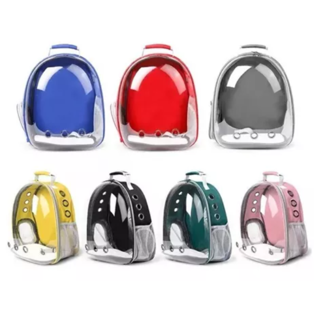 Mochila transportadora para mascotas con ventana frontal transparente